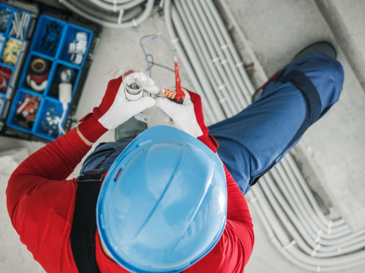 commercial electrician at work